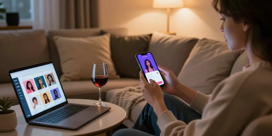 Engaging in AI sex chat on smartphone in cozy evening setting, showcasing a vibrant digital companionship.