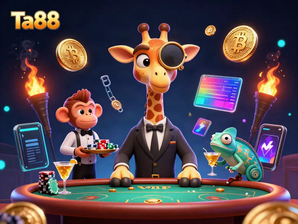 Join the action at Ta88 casino with a high-roller giraffe, monkey valet, and chameleon bartender.