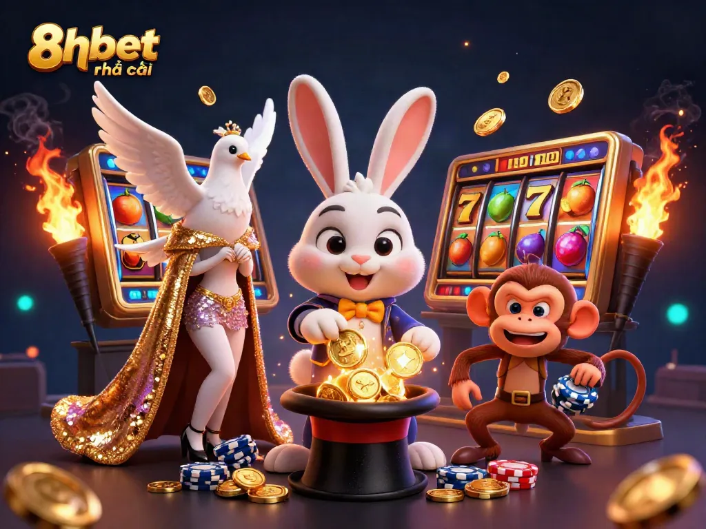 Experience exciting wins at 8xbet nhà cái with a thrilling scene of magic and luck in the casino atmosphere.