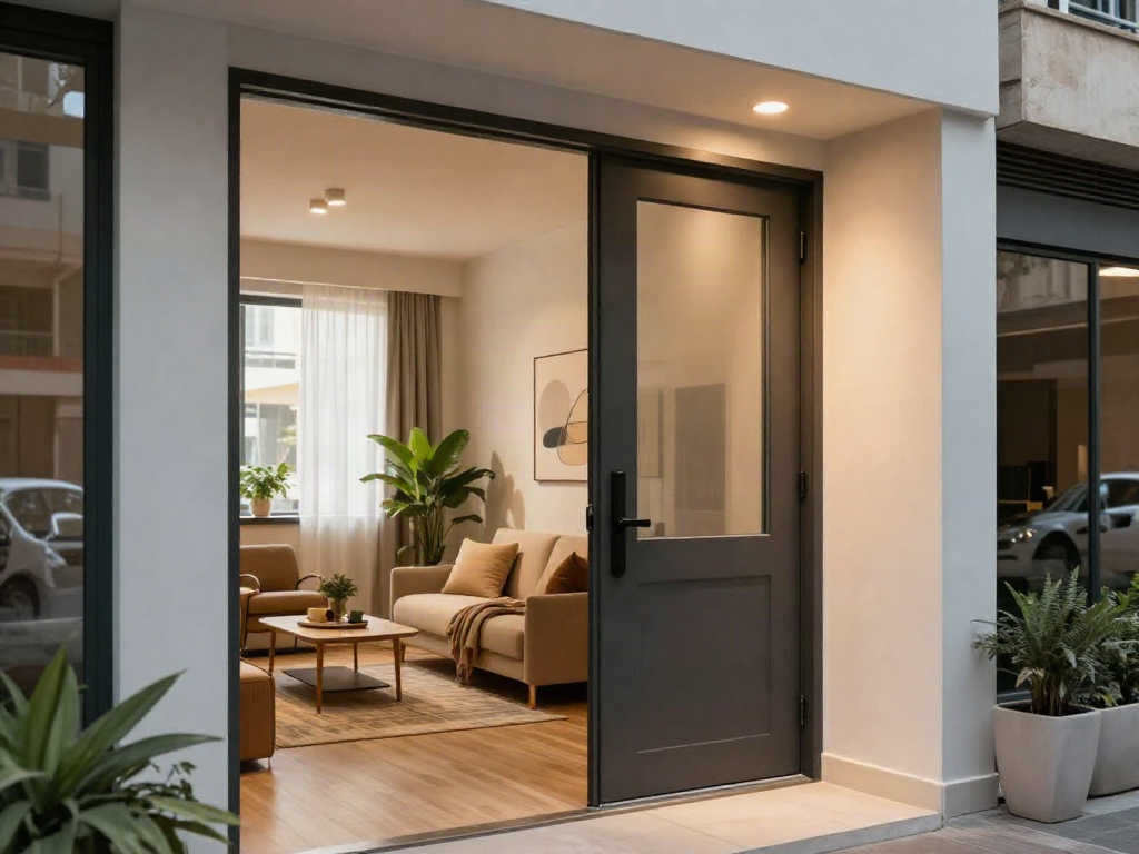 Stylish discreet apartments in Rishon Lezion entrance, showcasing modern decor and inviting atmosphere.