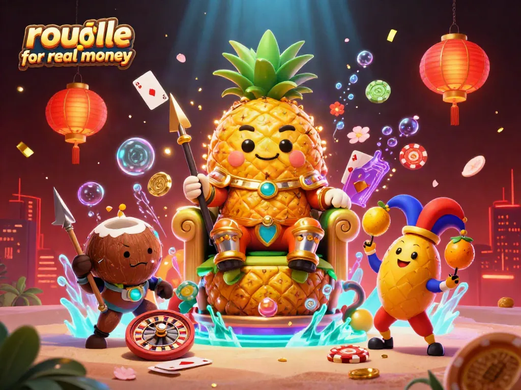 Experience exciting roulette for real money with dynamic characters and festive casino elements in vibrant illustration.