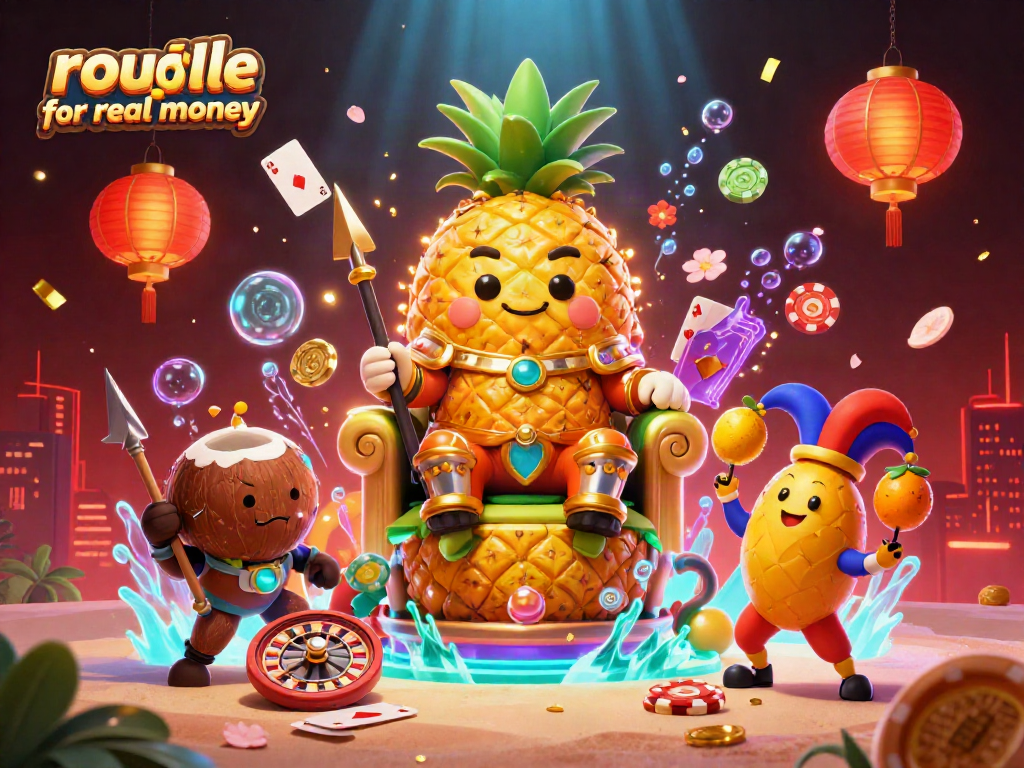 Experience exciting roulette for real money with dynamic characters and festive casino elements in vibrant illustration.