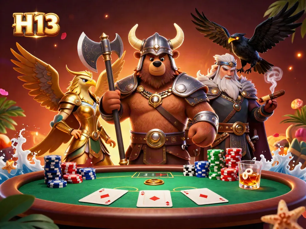 Experience thrilling gameplay at H 13 with vibrant poker scenes and fierce characters.